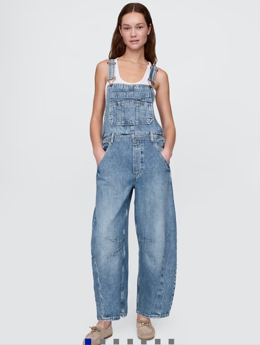 Gap UltraSoft Denim Horseshoe Overalls Size Large